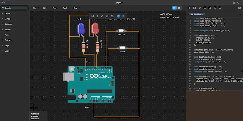 محیط شبیه ساز آنلاین PCBX برای پروژه Arduino Uno
